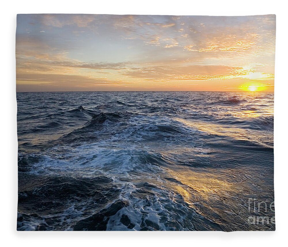 00345380 Fleece Blanket featuring the photograph Golden Sunrise And Waves by Yva Momatiuk John Eastcott