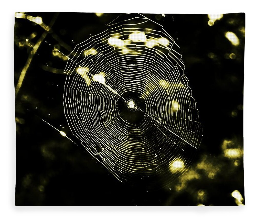 Golden Web Fleece Blanket featuring the photograph Golden Web by Zinvolle Art