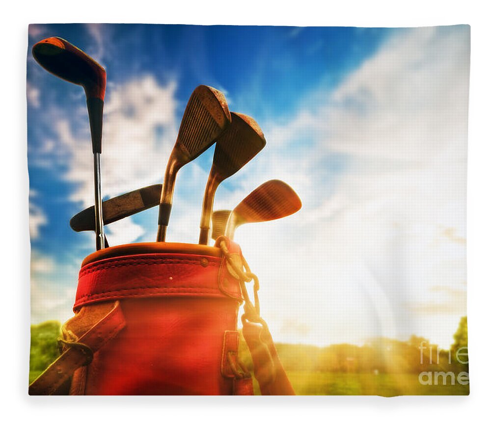 Golf Fleece Blanket featuring the photograph Golf equipment by Michal Bednarek