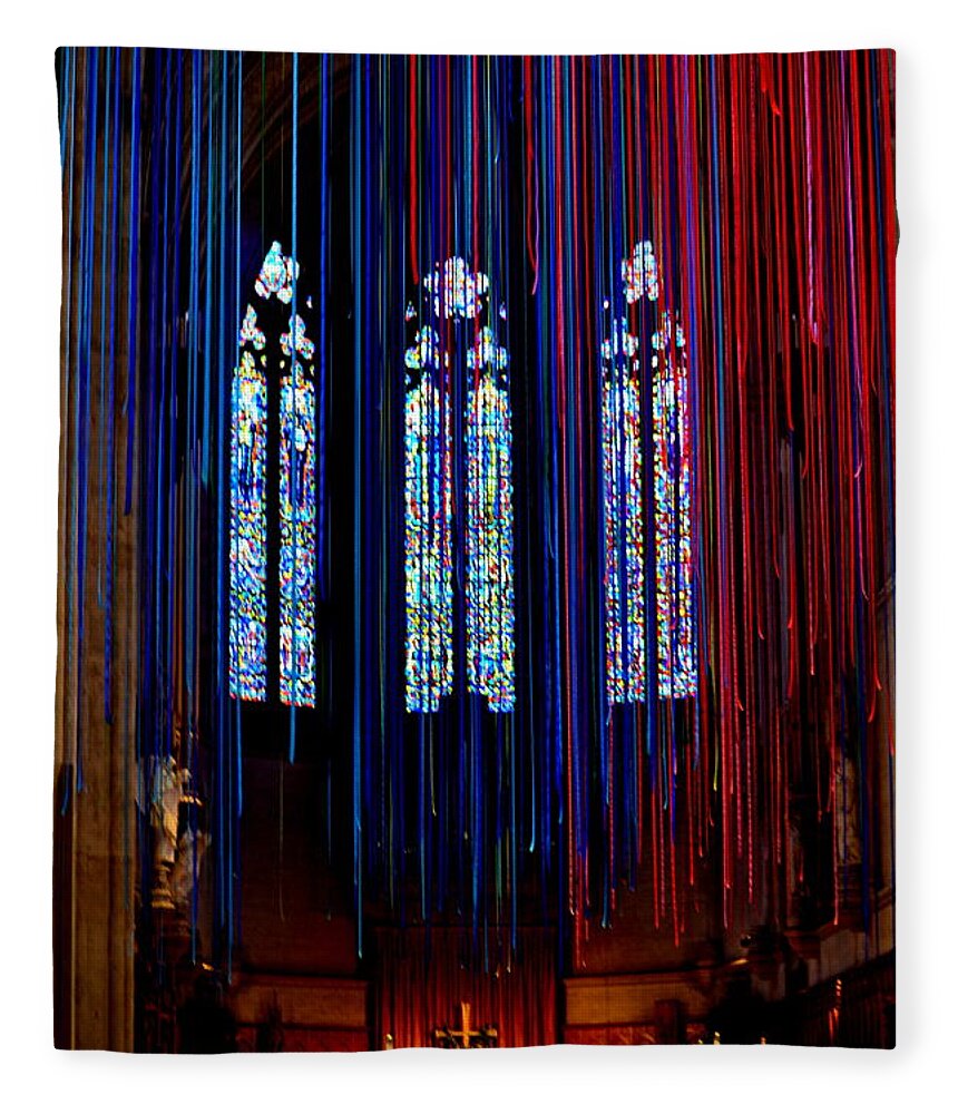 Grace Cathedral Fleece Blanket featuring the photograph Grace Cathedral with Ribbons by Dean Ferreira