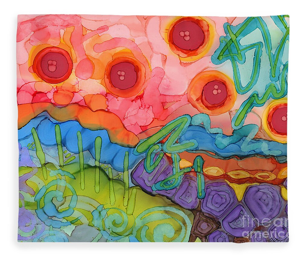 Abstract Fleece Blanket featuring the painting Graffiti on the Wall of My Mind by Vicki Baun Barry
