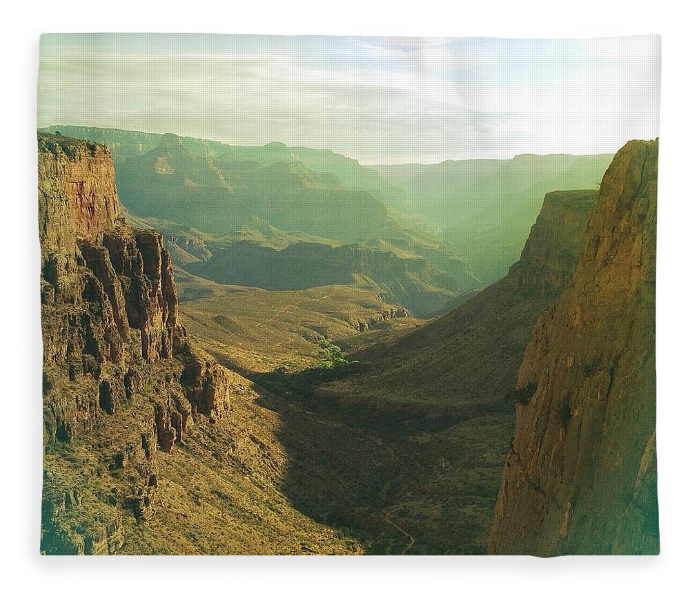 Scenics Fleece Blanket featuring the photograph Grand Canyon From Bright Angel Trail by Louise Morgan