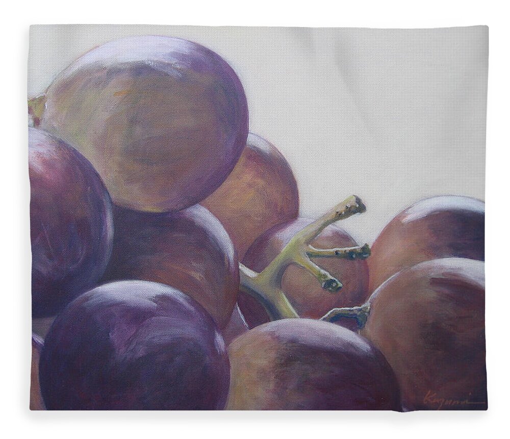 Grape Fleece Blanket featuring the painting Grapes No.5 by Kazumi Whitemoon