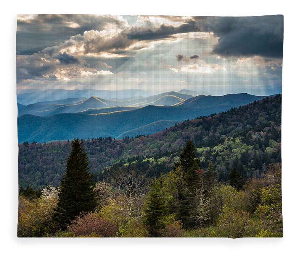Great Smoky Mountains Fleece Blanket featuring the photograph Great Smoky Mountains Light - Blue Ridge Parkway Landscape by Dave Allen