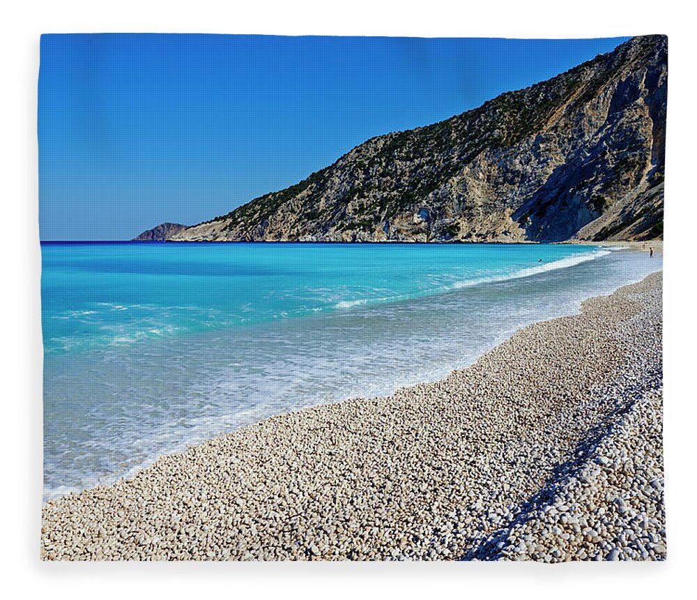 Water's Edge Fleece Blanket featuring the photograph Greece, Ionian Island, Cephalonia by Tuul & Bruno Morandi