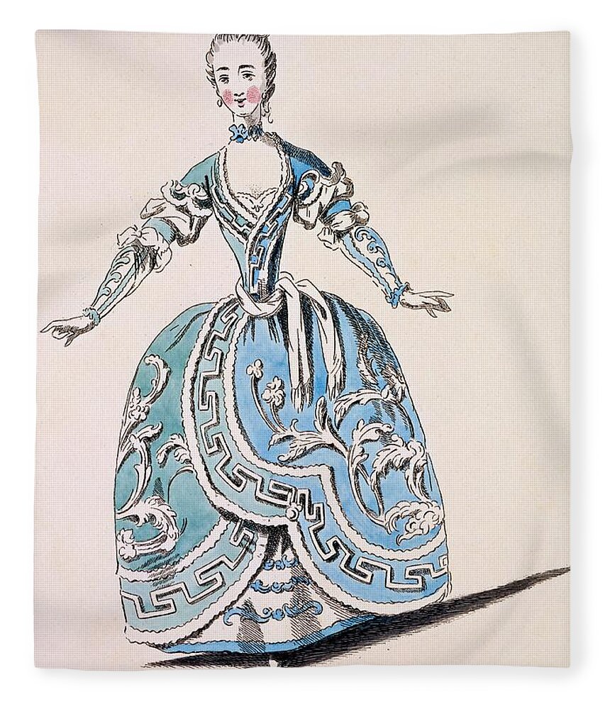 Greek Costume Fleece Blanket featuring the drawing Greek Costume For The Chorus by French School