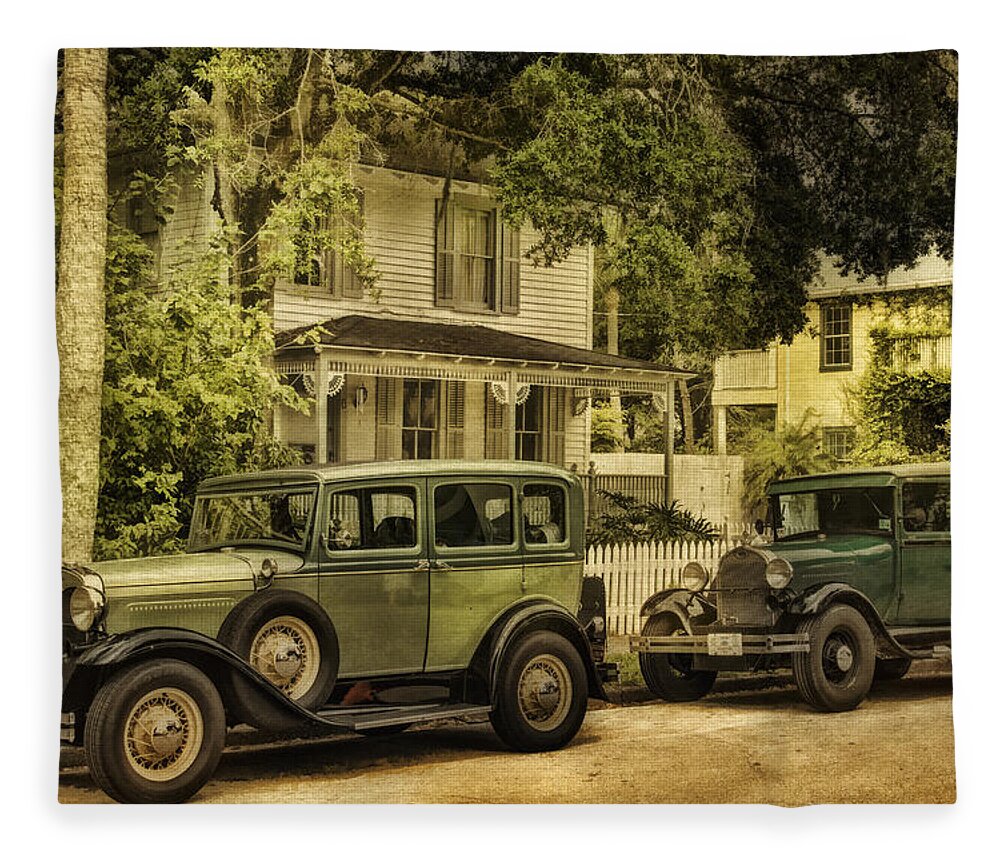 Vintage Vehicles Fleece Blanket featuring the photograph Green with Envy by Priscilla Burgers