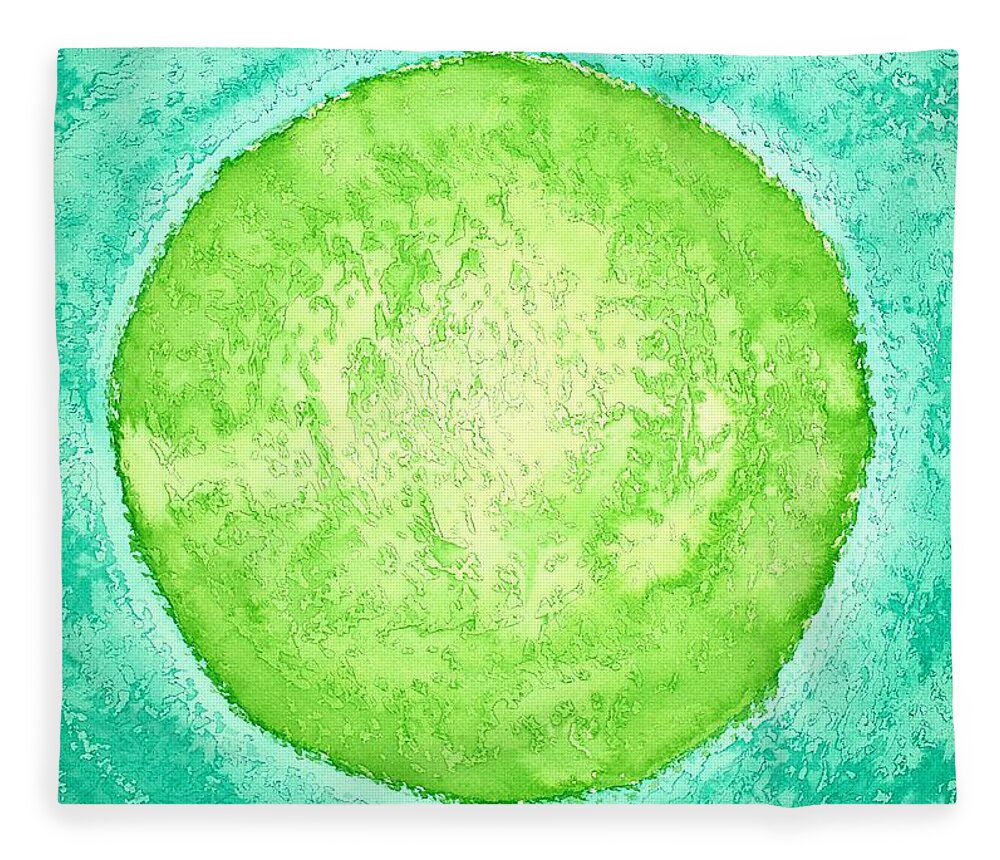 Ink Fleece Blanket featuring the painting Green World original painting by Sol Luckman
