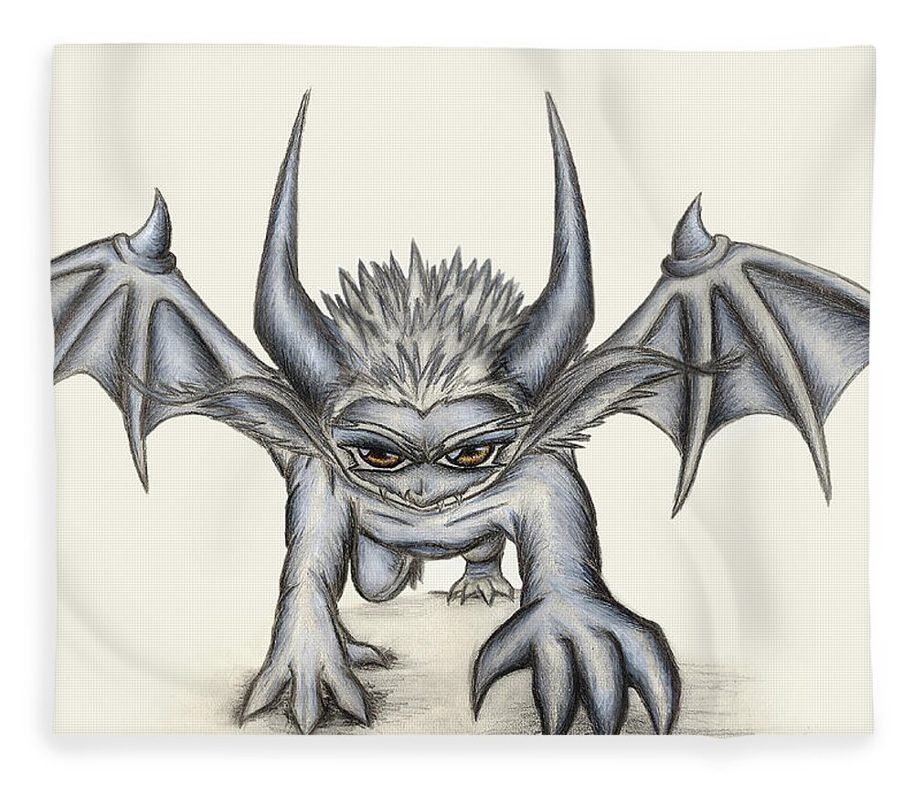 Demon Fleece Blanket featuring the painting Grevil by Shawn Dall