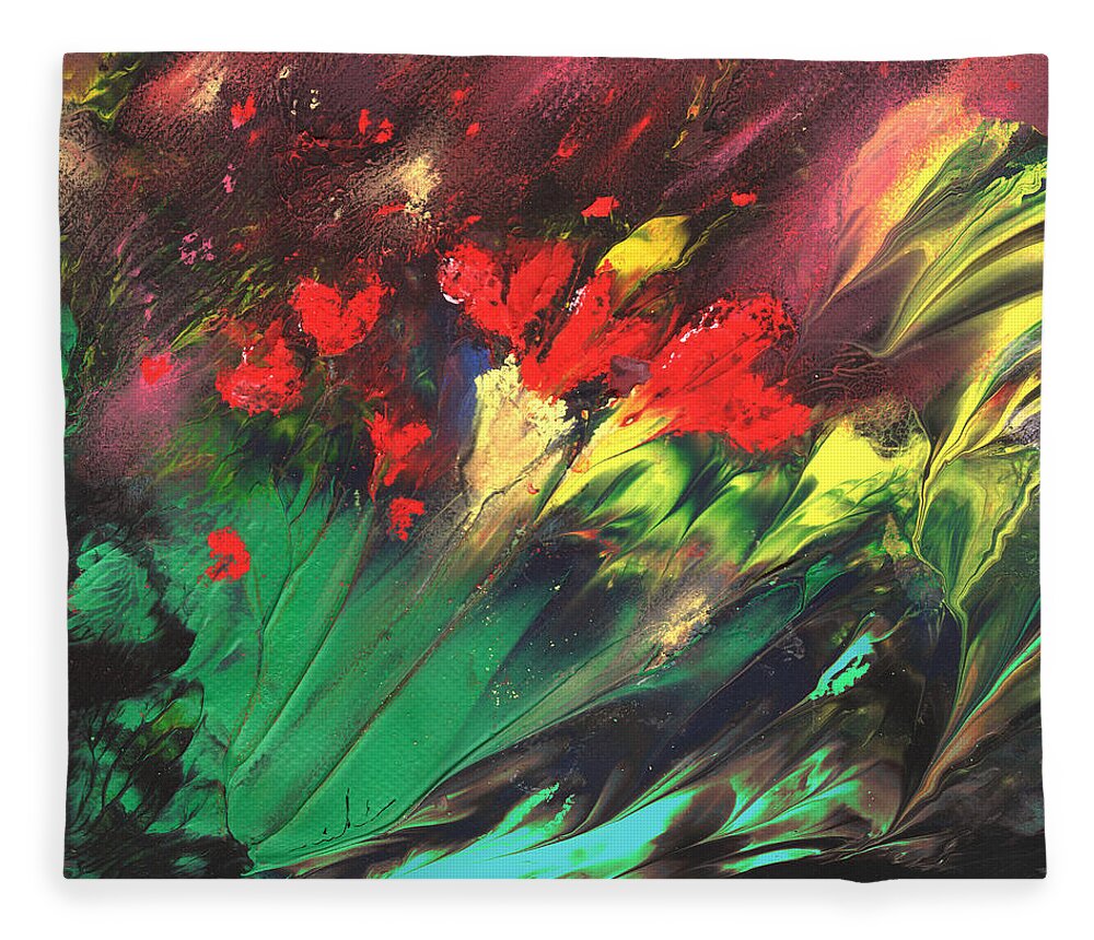 Flowers Fleece Blanket featuring the painting Growing Love by Miki De Goodaboom
