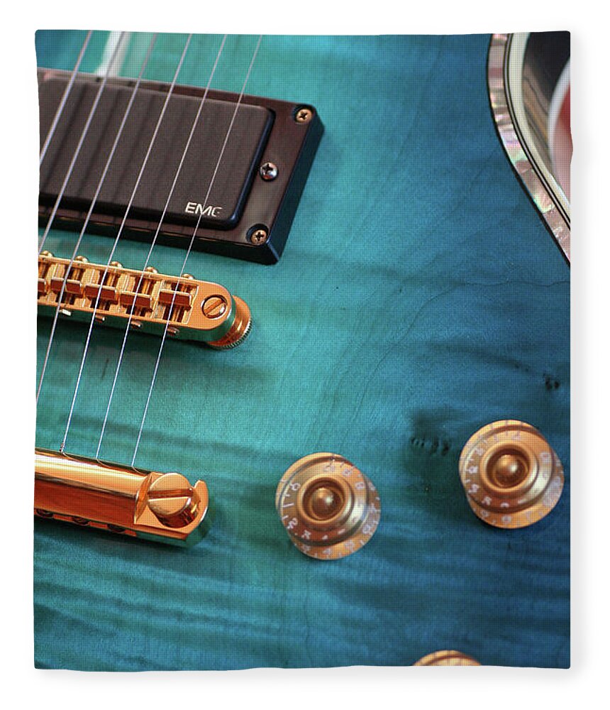 Guitar Fleece Blanket featuring the photograph Guitar Blues by Joy Watson