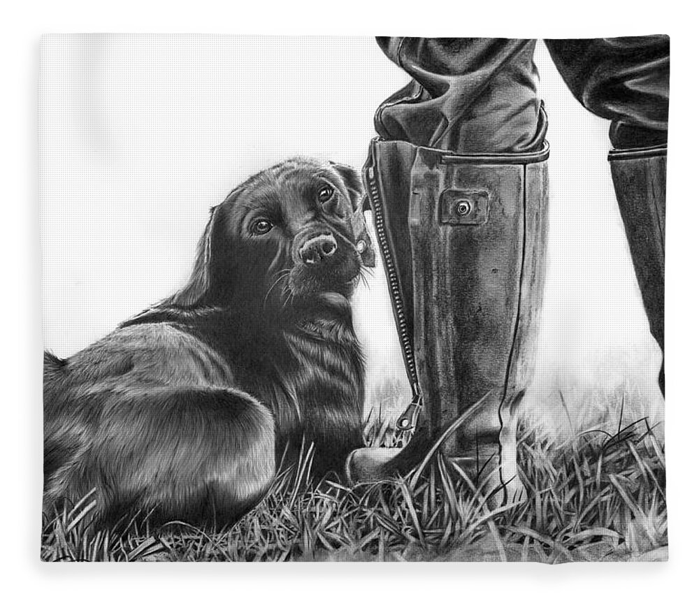 Dog Fleece Blanket featuring the drawing Gun Dog by Peter Williams