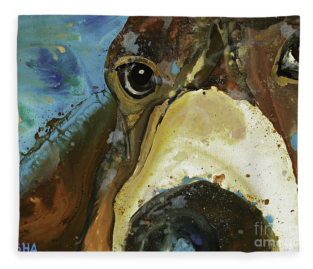 Dog Fleece Blanket featuring the painting Gus by Kasha Ritter