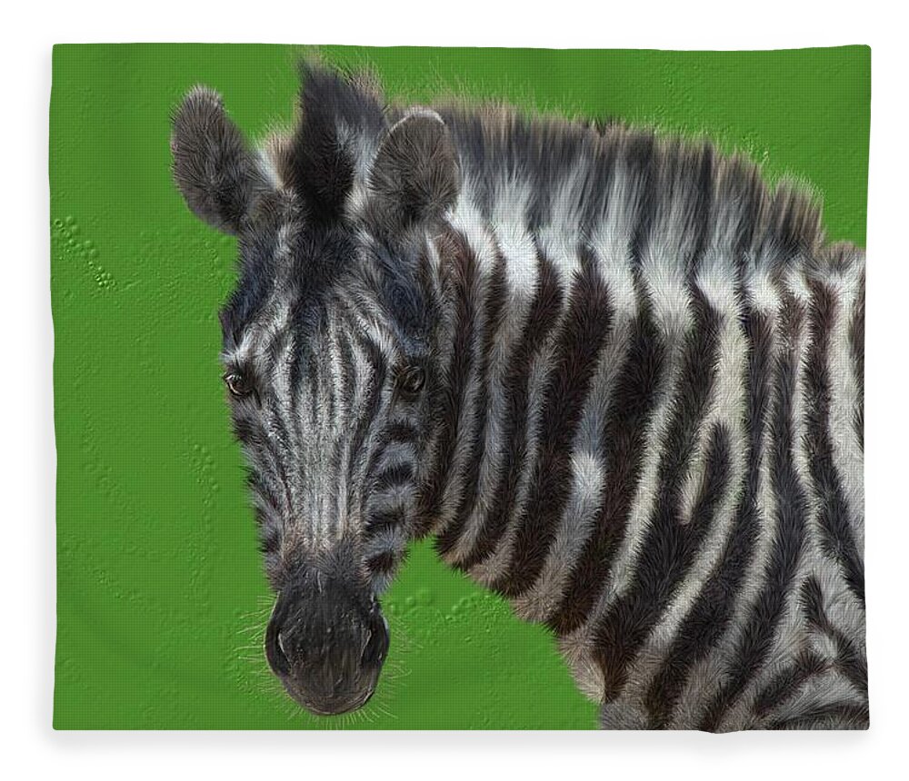Zebra Fleece Blanket featuring the digital art Hairy zebra by Debra Baldwin