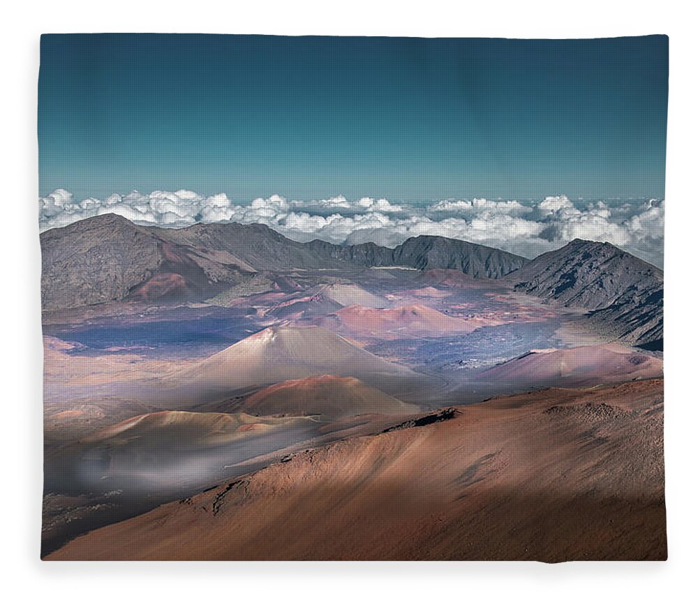 Tranquility Fleece Blanket featuring the photograph Haleakala Volcano Cinder Cones Above by William Toti