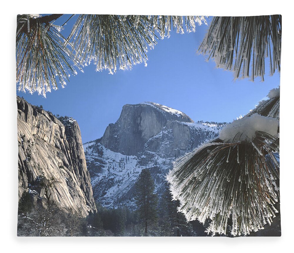 Halfdome Fleece Blanket featuring the photograph 2M6757-Halfdome in Winter by Ed Cooper Photography