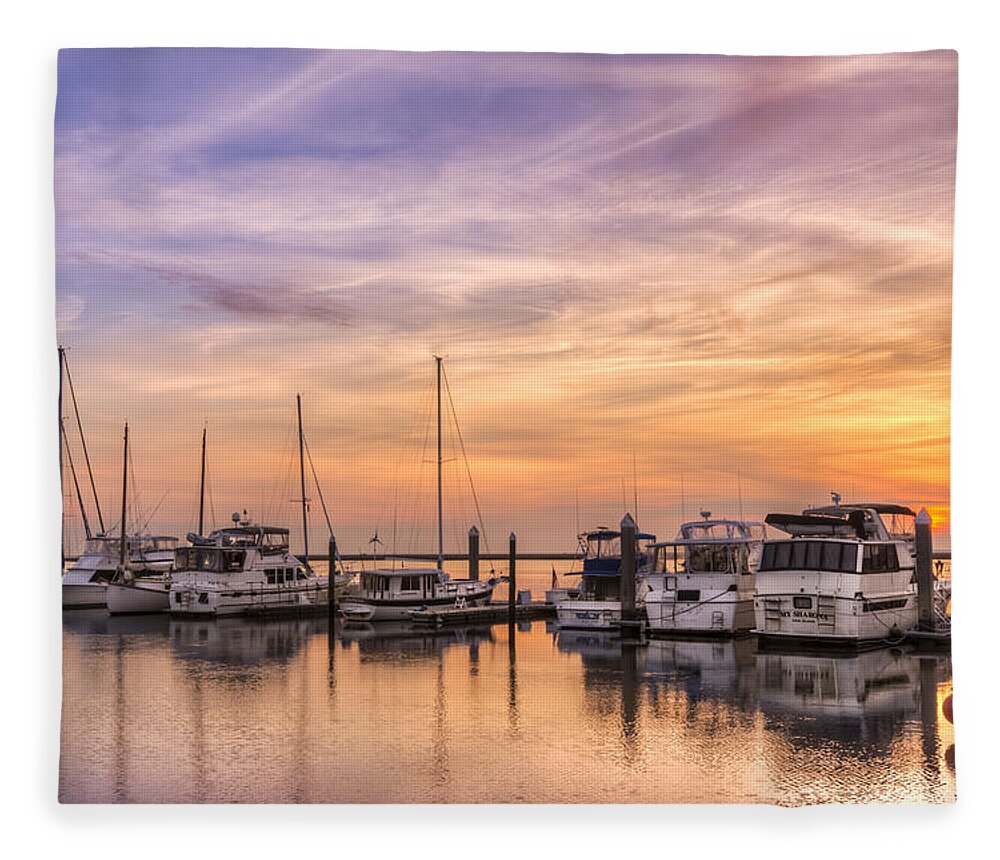 Boats Fleece Blanket featuring the photograph Harbor at Jekyll Island by Debra and Dave Vanderlaan