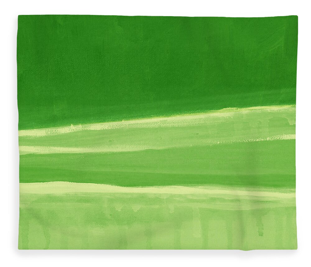 Abstract Painting Fleece Blanket featuring the painting Harmony In Green by Linda Woods
