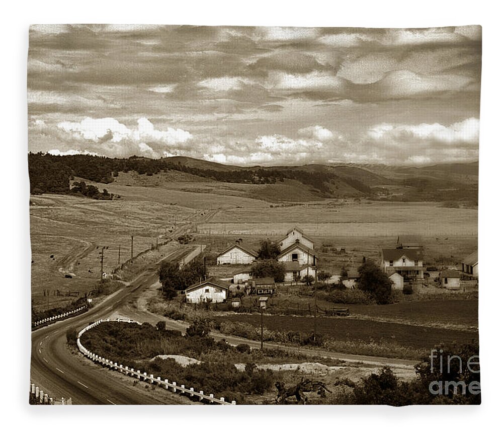 Hatton Fleece Blanket featuring the photograph Hatton Ranch Carmel Valley from highway one California 1945 #1 by Monterey County Historical Society