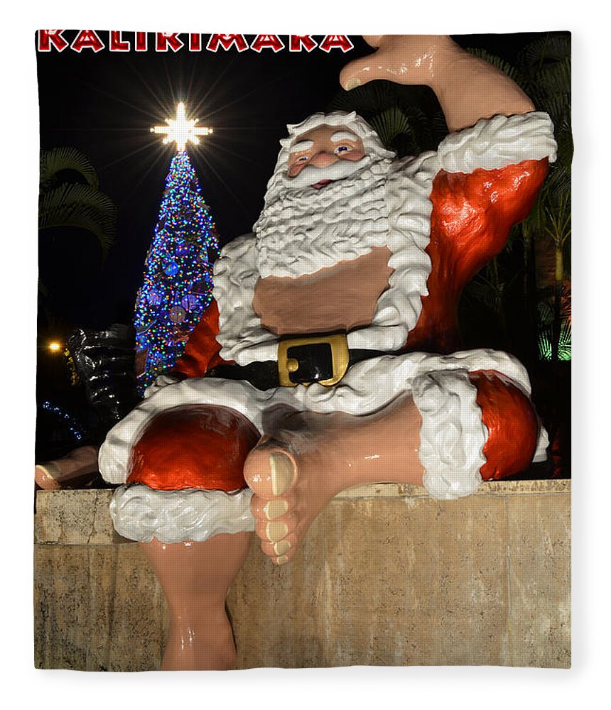 Mele Kalikimaka Merry Christmas Fleece Blanket featuring the photograph Hawaiian Santa by Aloha Art