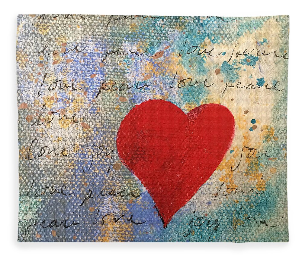 Heart #9 Fleece Blanket featuring the painting Heart #9 by Robin Pedrero