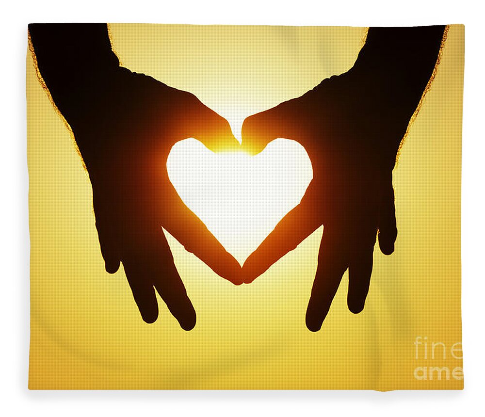 Silhouette Fleece Blanket featuring the photograph Heart Hands by Tim Gainey