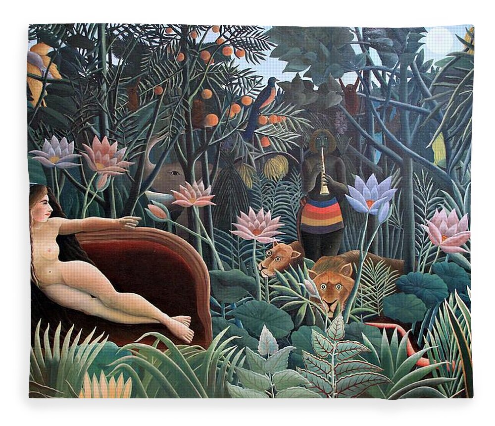 Henri Rousseau Fleece Blanket featuring the painting Henri Rousseau The Dream 1910 by Movie Poster Prints