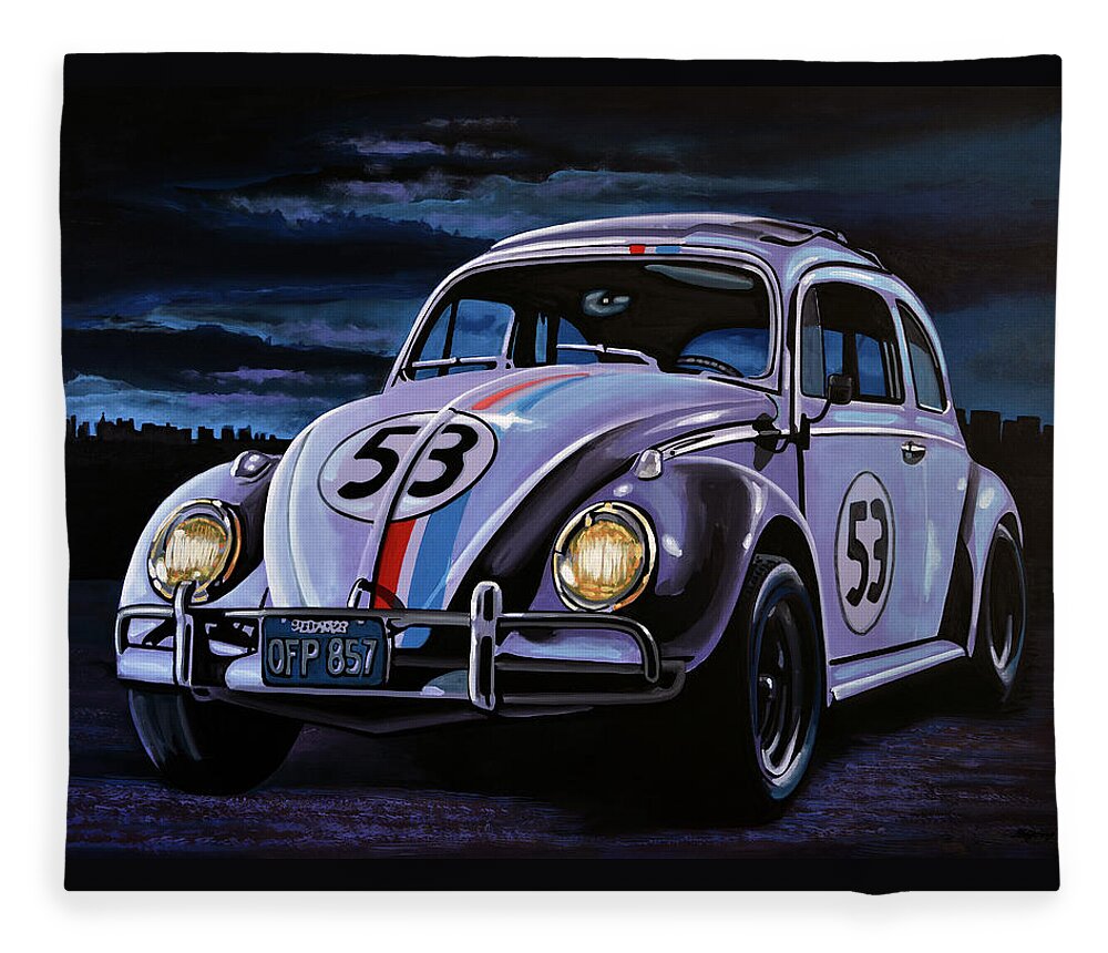 Herbie Fleece Blanket featuring the painting Herbie The Love Bug Painting by Paul Meijering