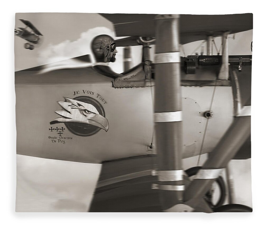 Biplane Fleece Blanket featuring the photograph Here Comes Trouble 4 by Mike McGlothlen