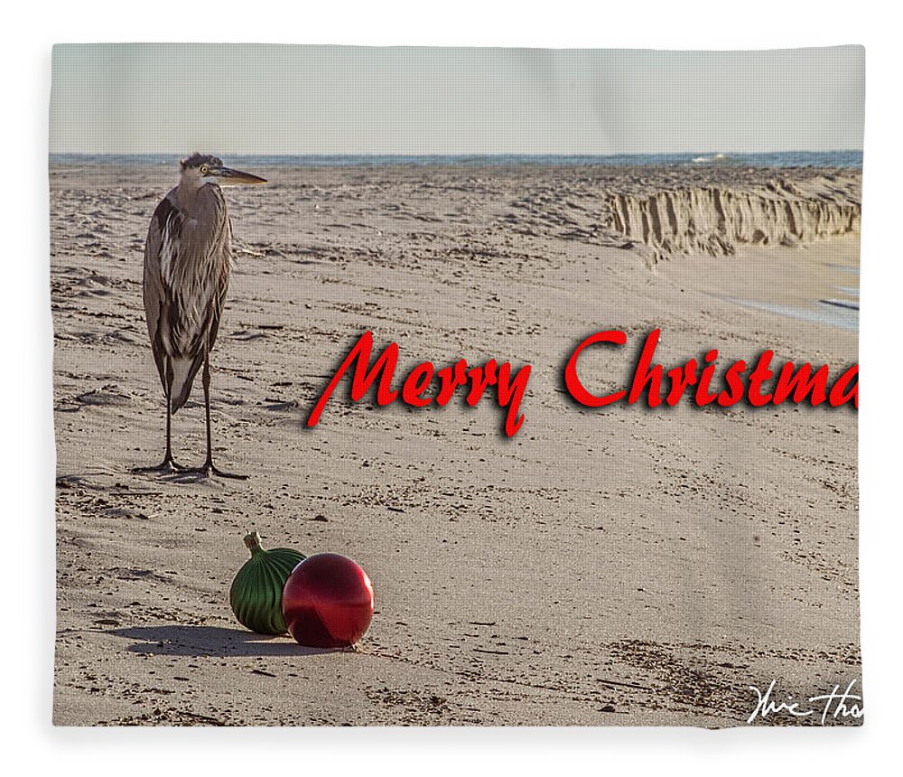 Christmas Fleece Blanket featuring the digital art Heron Bulbs by Michael Thomas