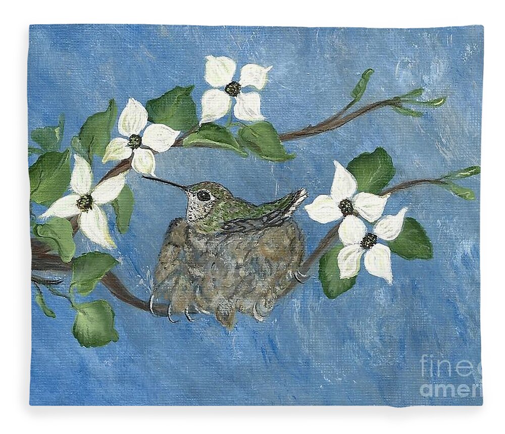Hummingbird Fleece Blanket featuring the painting Hidden Jewel by Ella Kaye Dickey
