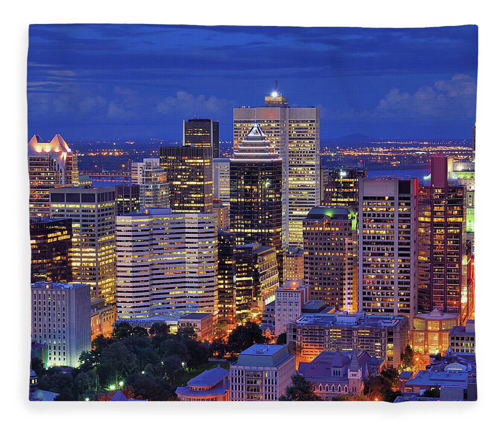 Tranquility Fleece Blanket featuring the photograph High Angle Nightscape Of Downtown by Wei Fang