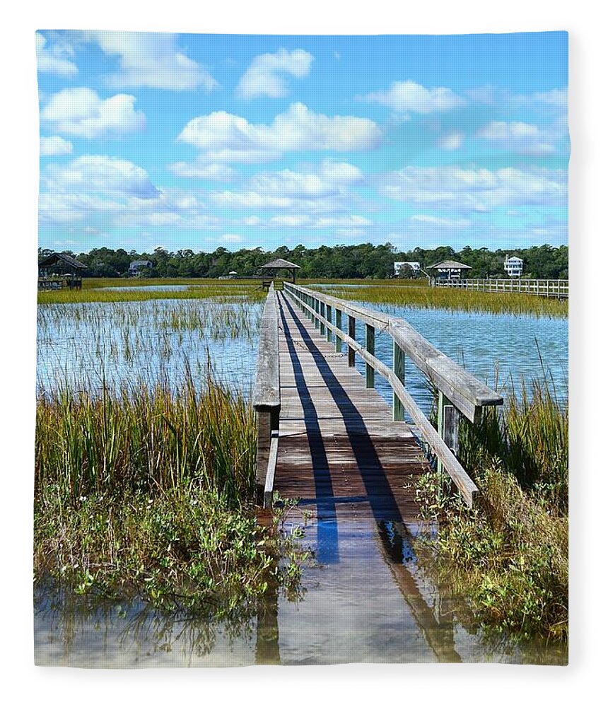Scenic Fleece Blanket featuring the photograph High Tide At Pawleys Island by Kathy Baccari