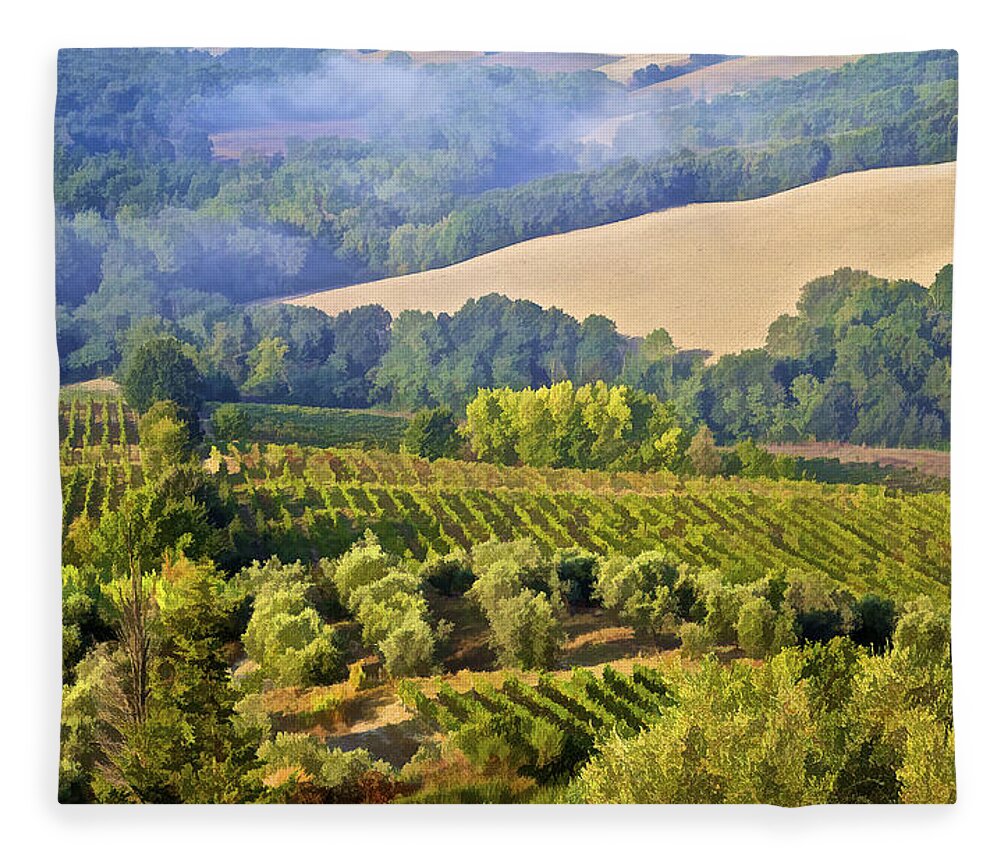 Tuscany Fleece Blanket featuring the photograph Hills of Tuscany by David Letts