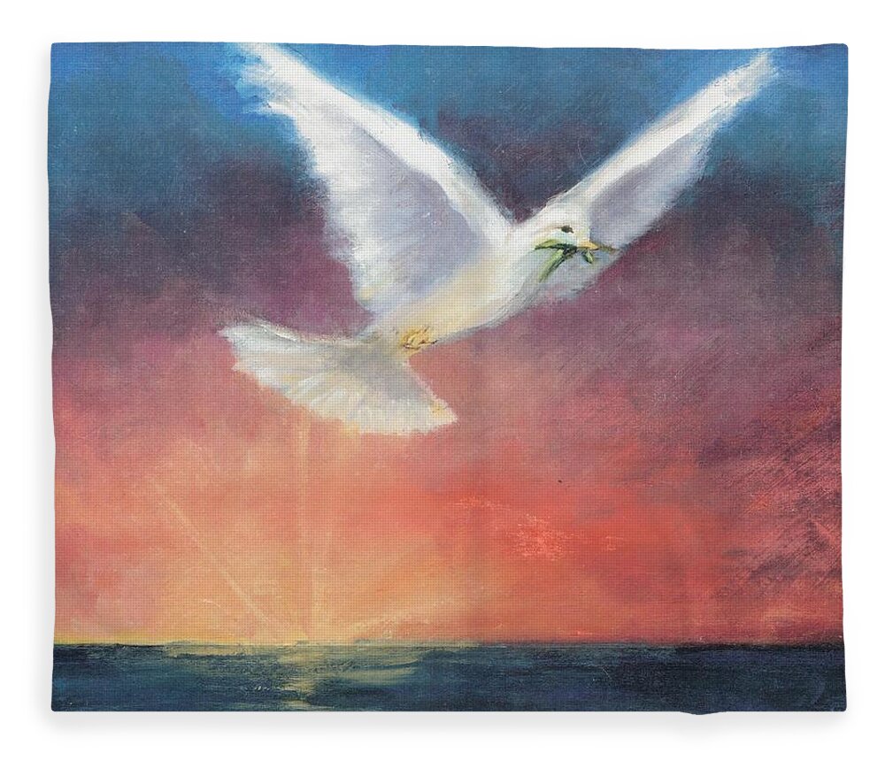 Spiritual Fleece Blanket featuring the painting The Wings of Peace by Maria Hunt