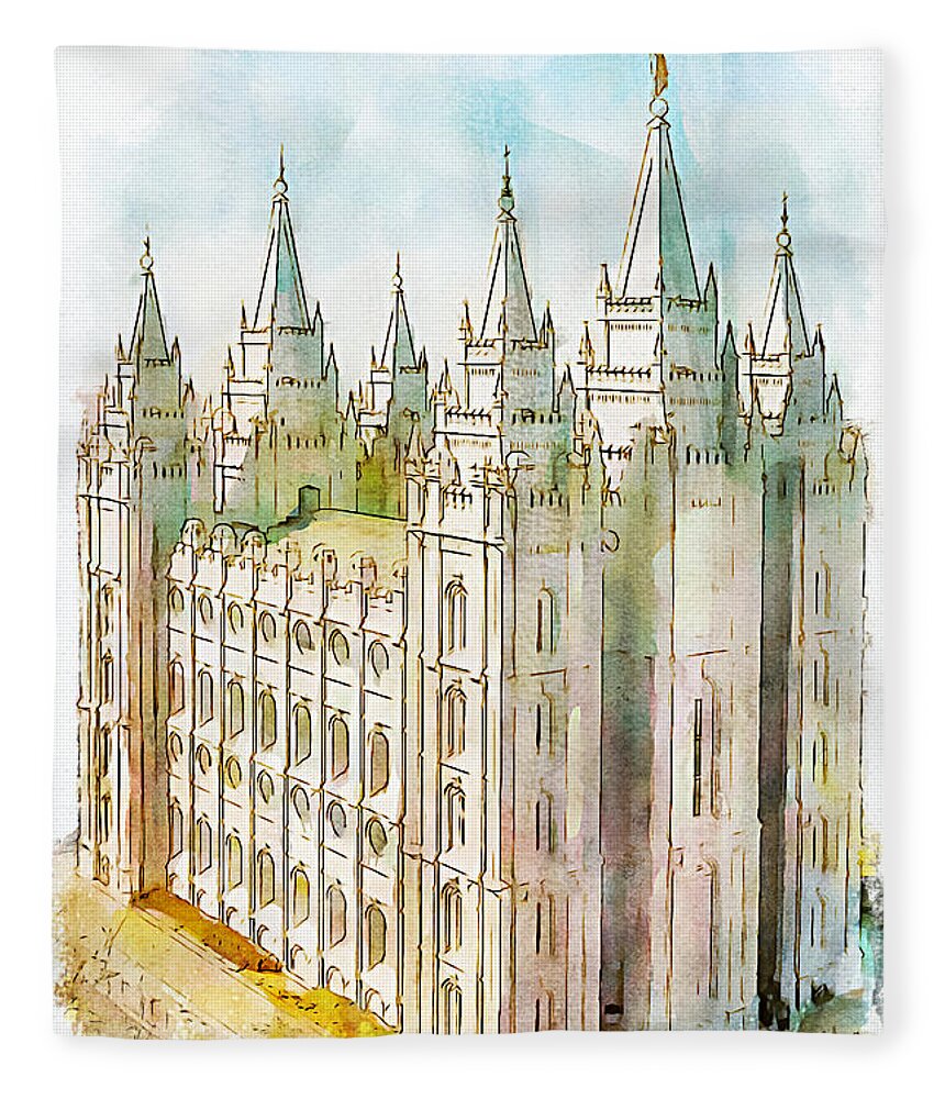 Temple Fleece Blanket featuring the painting Holiness to the Lord by Greg Collins