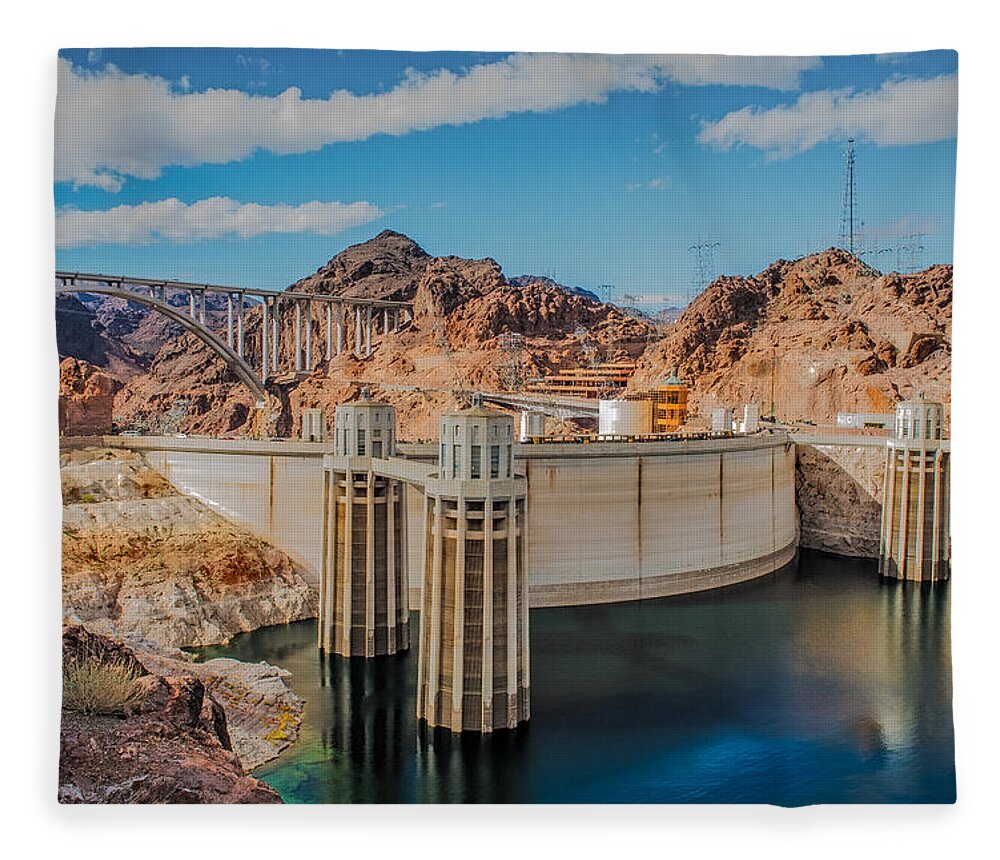 Hoover Dam Reservoir Fleece Blanket featuring the photograph Hoover Dam Reservoir by Paul Freidlund