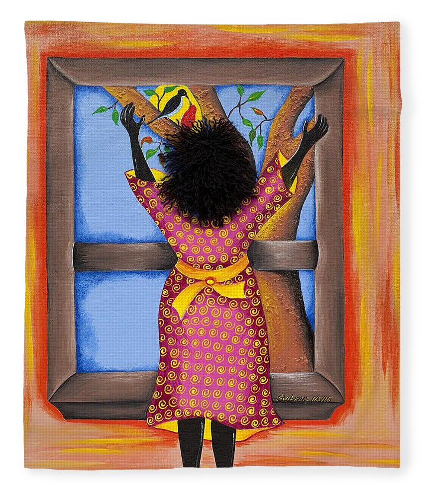 Gullah Fleece Blanket featuring the painting Hope by Patricia Sabreee