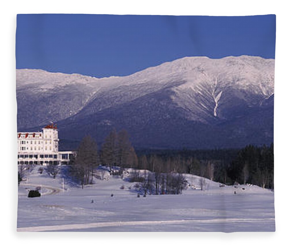 Photography Fleece Blanket featuring the photograph Hotel Near Snow Covered Mountains, Mt by Panoramic Images