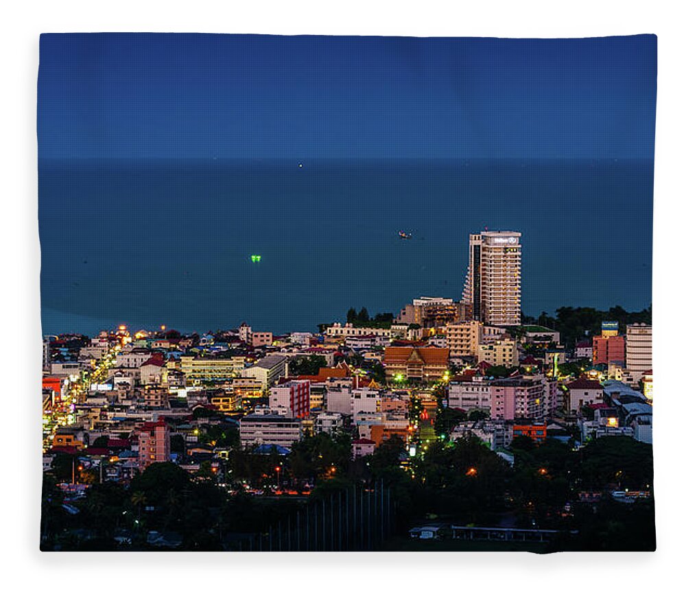 Tranquility Fleece Blanket featuring the photograph Hua Hin Cityscape by Kwanchai k Photograph