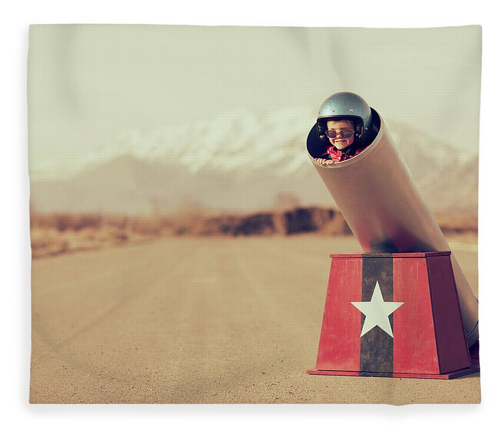 4-5 Years Fleece Blanket featuring the photograph Human Cannonball by Richvintage