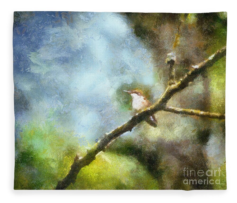 Hummingbird Fleece Blanket featuring the photograph Hummingbird by Kerri Farley