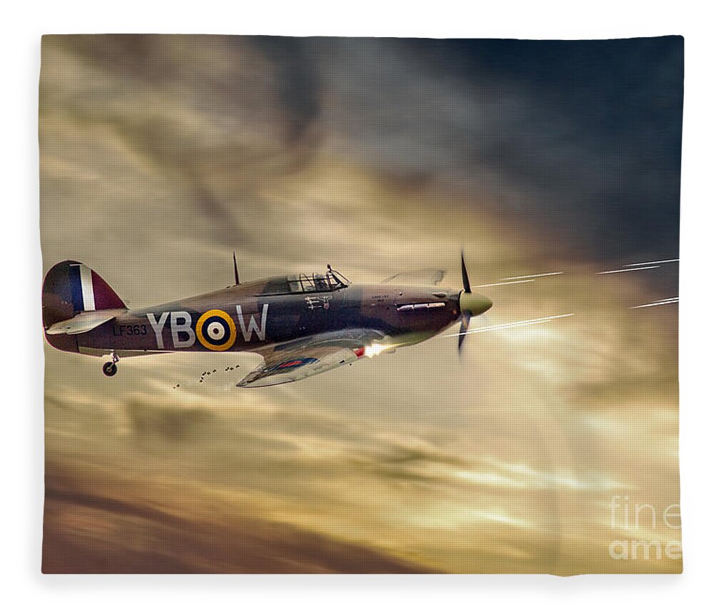 Hawker Hurricane Fleece Blanket featuring the digital art Hurricane Fury by Airpower Art