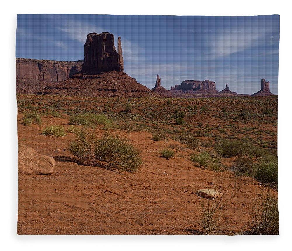 Monument Valley Fleece Blanket featuring the photograph I Am Not Alone by Lucinda Walter