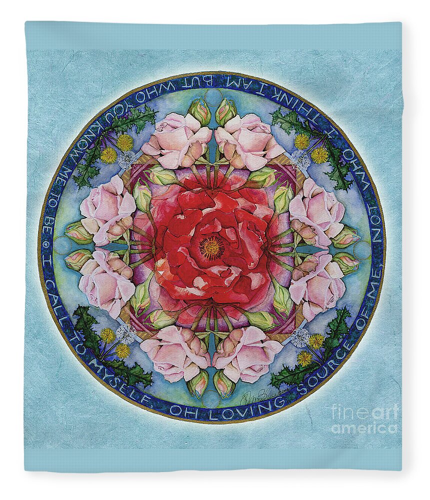 Mandala Art Fleece Blanket featuring the painting I AM THAT Mandala by Jo Thomas Blaine