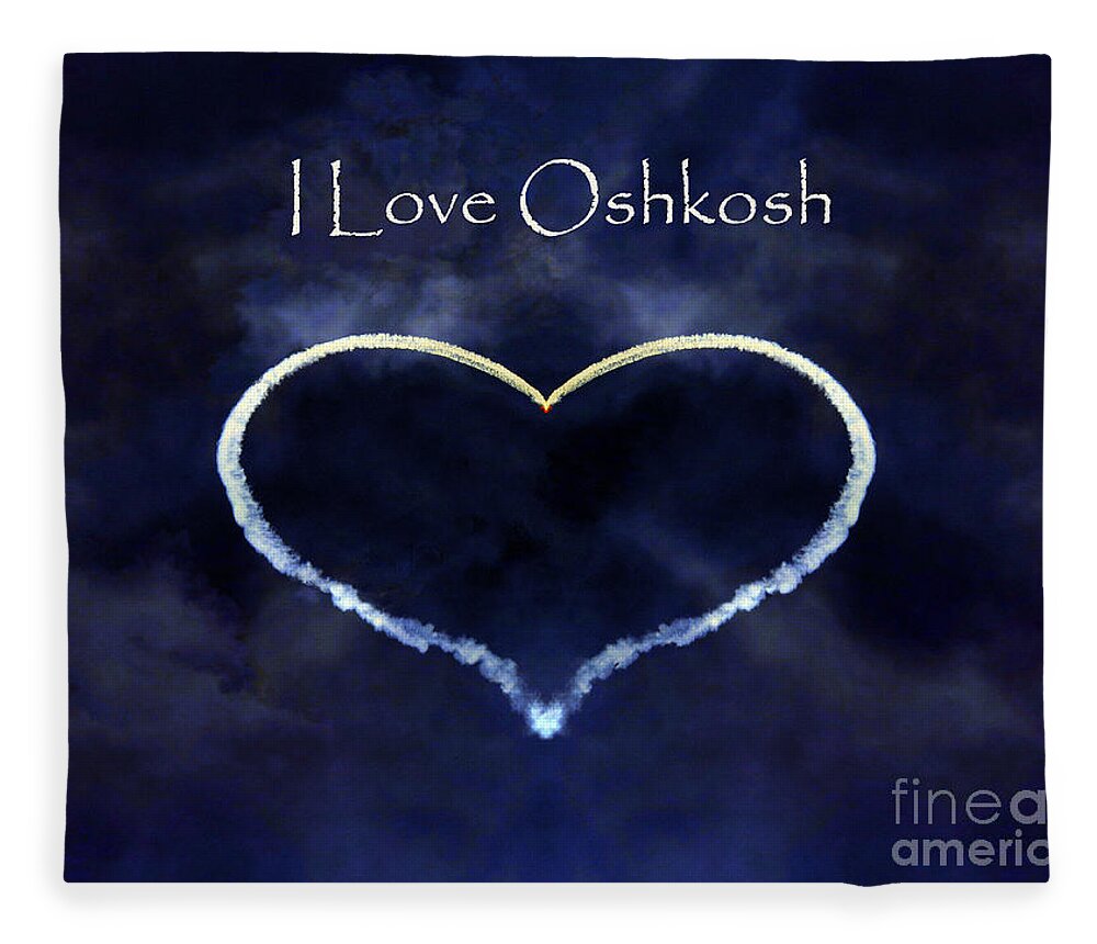 Oshkosh Fleece Blanket featuring the photograph I Love Oshkosh. Aerobatic Flight Photo. by Ausra Huntington nee Paulauskaite