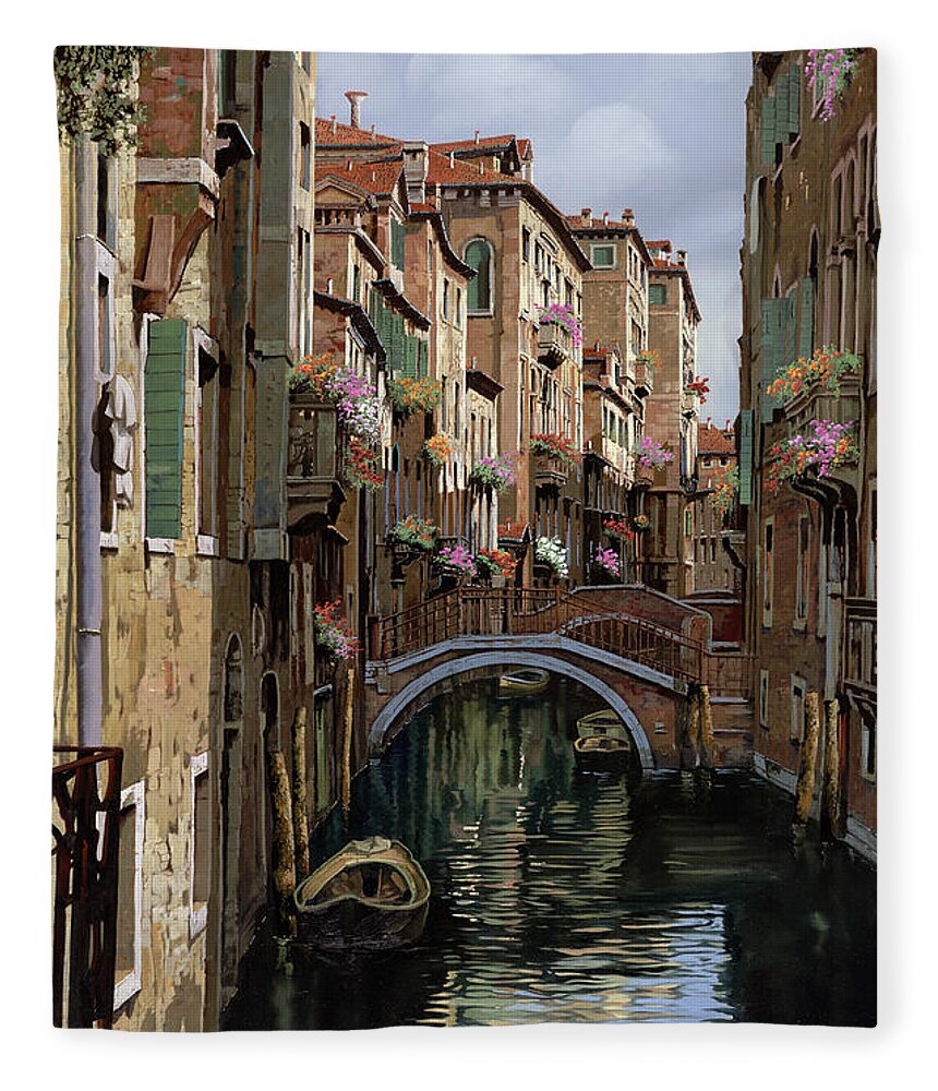 Venice Fleece Blanket featuring the painting I Ponti A Venezia by Guido Borelli