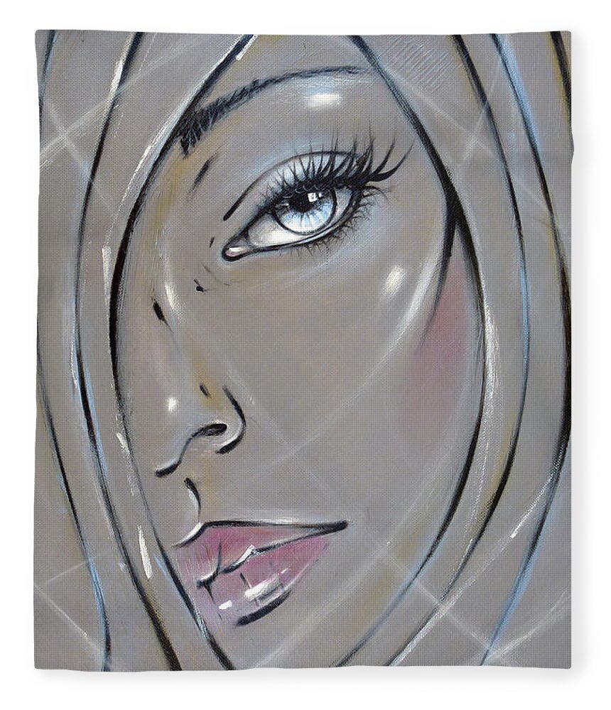 Woman Fleece Blanket featuring the painting I Want The Truth 310811 by Selena Boron