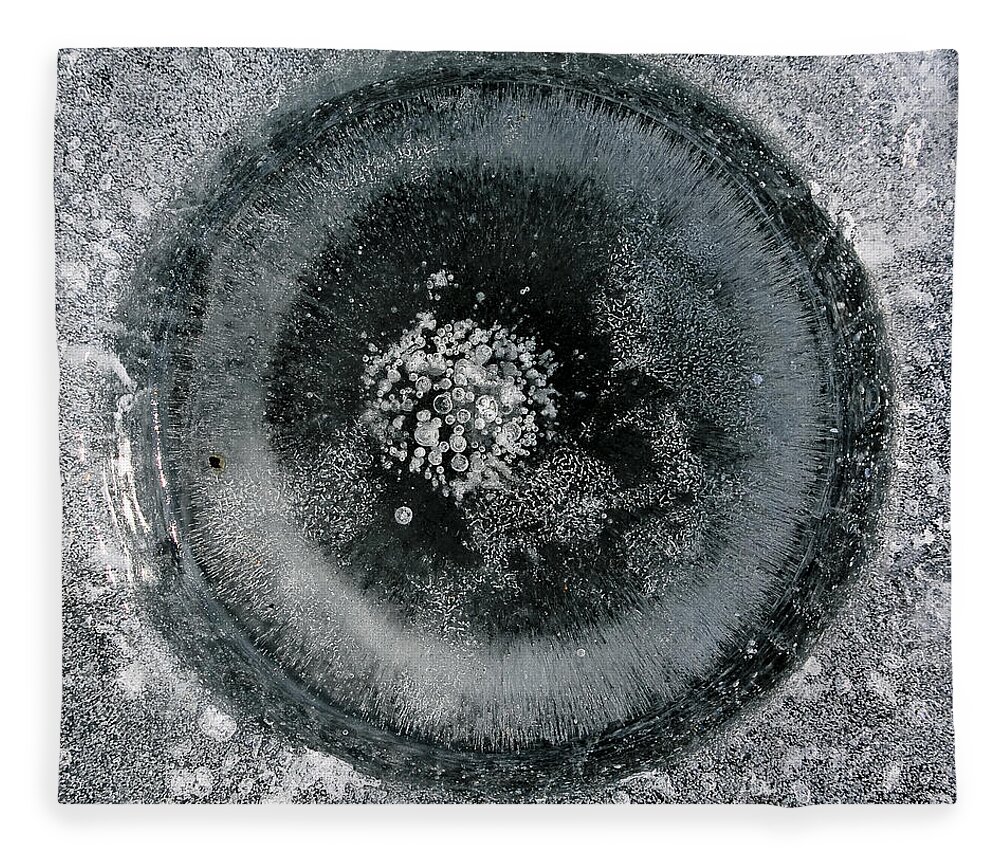 Ice Fleece Blanket featuring the photograph Ice fishing hole 9 by Steven Ralser