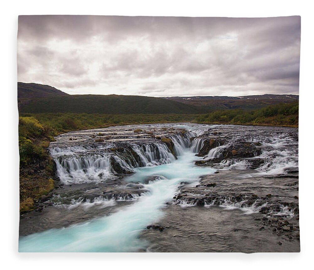 Scenics Fleece Blanket featuring the photograph Iceland Bruarfoss Waterfall by Spreephoto.de